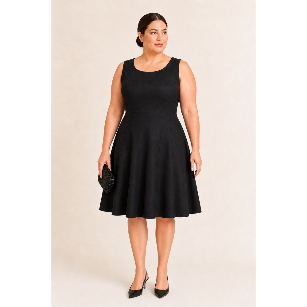 Calvin Klein Black Sleeveless Fit and Flare Princess Seam Dress Size 18W LBD